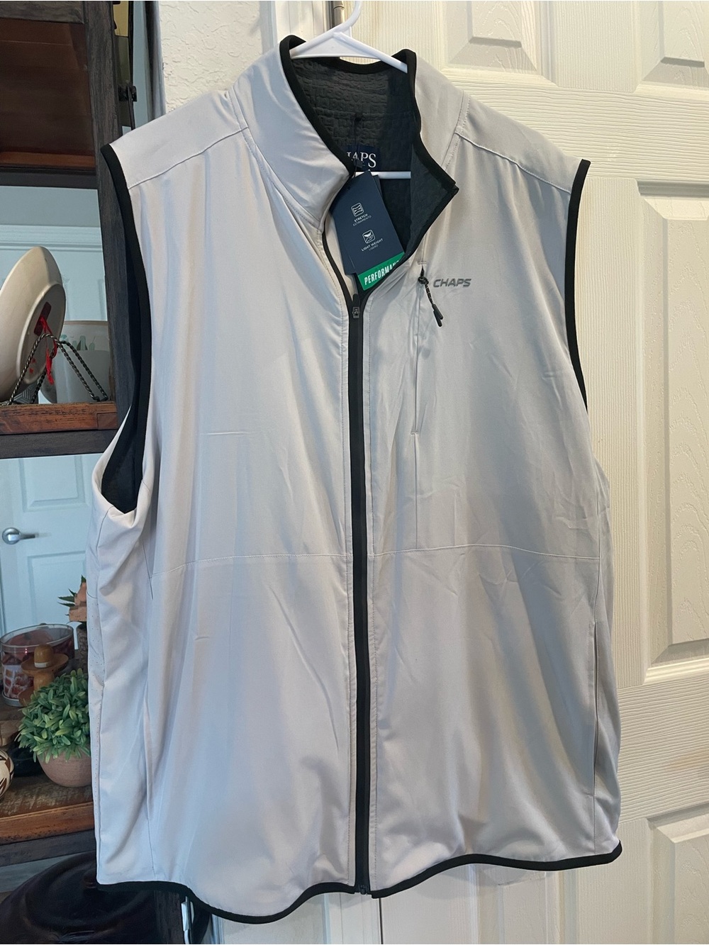 Chaps Golf full zip men’s light gray 2XL stretch woven lightweight vest NEW
